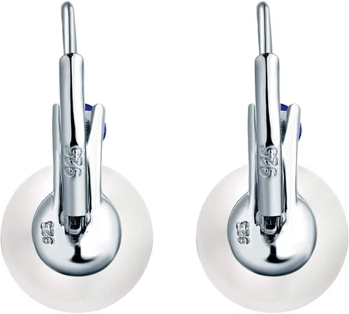 Vista 2 de JO WISDOM Pendientes colgantes de plata de ley 925 con circonita cúbica cultivada de agua dulce
