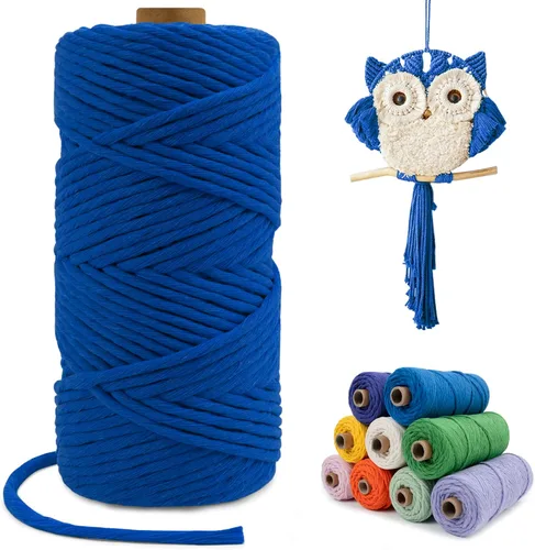 Vista 63 de Cuerda de macramé de una sola hebra de 0.197 in x 110 yardas, cuerda de macramé de algodón natural de 0.197 in, cuerda de algodón grueso para colgar