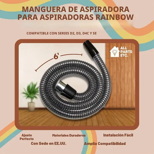 Vista 2 de Manguera de vacío para aspiradoras arcoíris compatible con accesorios de aspiradoras arcoíris de las series D2, D3, D4C y SE, piezas de repuesto