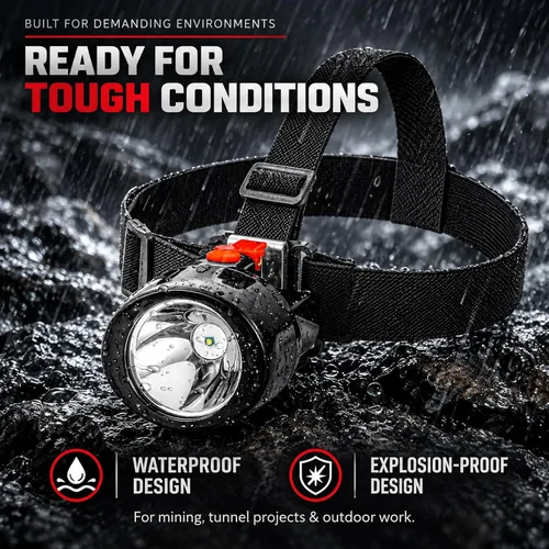 Vista 5 de Coon - Luces de caza impermeable para minería, a prueba de explosiones, linterna recargable para minería, carbón, pesca nocturna, caza, camping Rojo