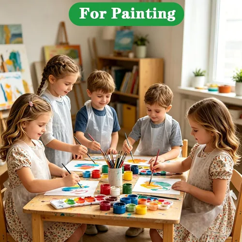 Vista 5 de Elisel Delantales desechables para pintura infantil: 200 piezas de plástico transparente para niños, desechables, impermeables, a prueba de aceite