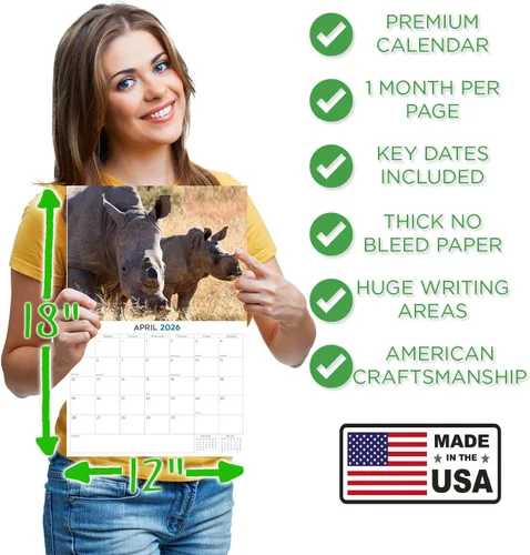 Vista 46 de Calendario de grises africanos 2025 2026 – Planificador mensual de pared de aves africanas – 12 x 18 pulgadas (abierto), calendario de pared