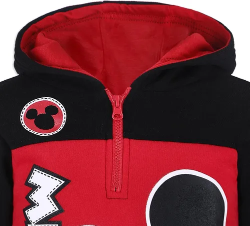 Vista 4 de Disney Boy's Mickey Mouse Half Zip Pullover Fashion Hoodie, BlackRedBlue