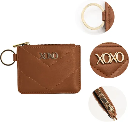 Vista 5 de XOXO Cartera para mujer de piel vegana con tarjeta de identificación y monedero, Coñac, S