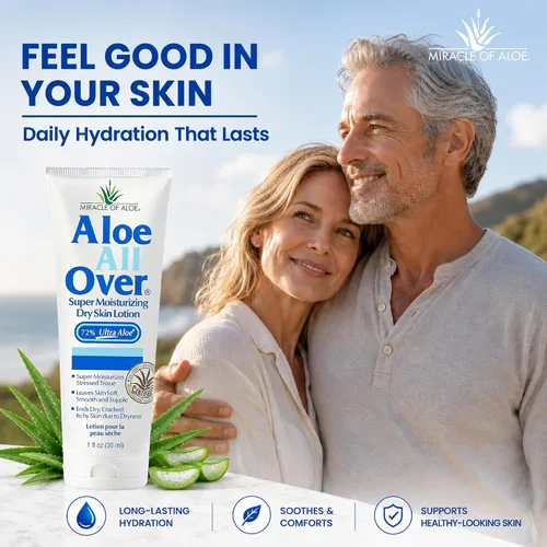 Vista 7 de Miracle of Aloe Loción súper hidratante para la piel seca de Aloe All Over (paquete de 3, 1 onza) - Fabricado con gel de aloe vera 72% UltraAloe