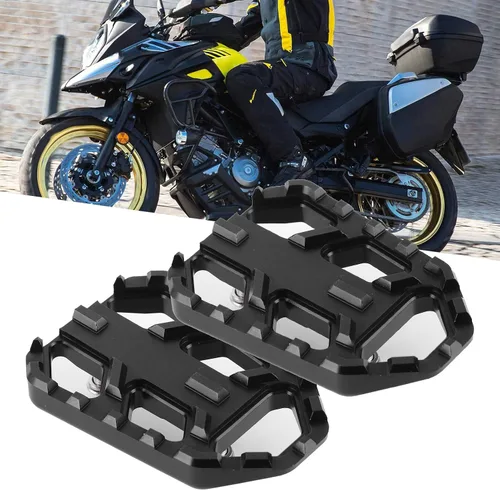 Vista 4 de Estriberas para motocicleta, reposapiés, reposapiés, reposapiés, reposapiés ancho, compatible con FordL650 DL1000 VSTROM / (negro)