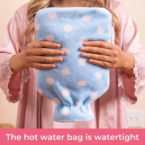 Vista 5 de HomeTop Botella de agua caliente o fría de goma clásica prémium con funda de forro polar suave Natural rubber hot water bottle,Long-lasting heat