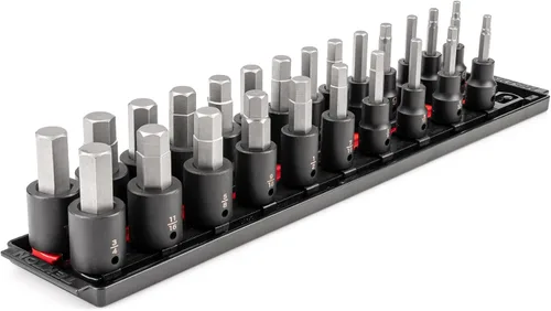 Vista 9 de TEKTON Juego de llaves de vaso de impacto Torx de 1/2 pulgada con riel, 8 piezas (T30-T70) SIB92102