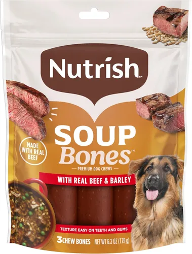 Vista 2 de Rachael Ray Nutrish - Tiras masticables para perros con sabor a sopa de huesos de mayor duración Rawhide-Free, Contains No Artificial Flavors or