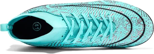 Vista 2 de Biayvisas Tacos de fútbol para hombre y mujer, zapatos de fútbol para interiores, botines altos TF AG FG, botas de fútbol anchas de entrenamiento