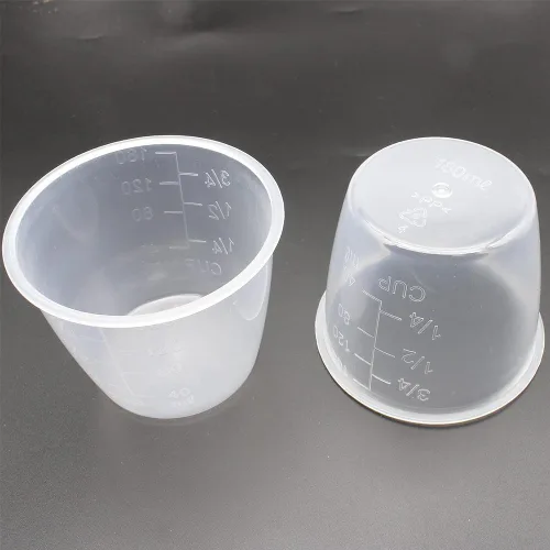Vista 3 de AKOAK Taza medidora de arroz transparente de plástico, taza medidora de olla arrocera de 5.4 fl oz, taza medidora de arroz de doble escala