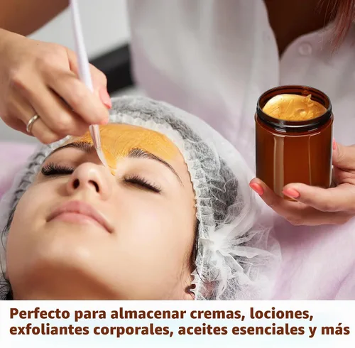 Vista 3 de Tanlade 40 tarros de plástico de 8 onzas con tapas, recipientes redondos para cosméticos, recipientes recargables para polvo, líquidos