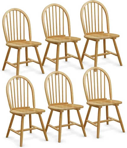 Vista 12 de POWERSTONE Juego de 2 sillas de comedor, sillas Windsor de madera con respaldo de husillo, silla de comedor de granja, silla de cocina, color negro