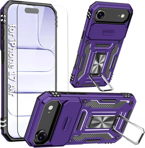 Vista 42 de Funda compatible con iPhone17 Pro con soporte, cubierta de cámara y protector de pantalla HD, doble capa a prueba de golpes, protección contra