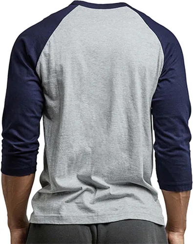 Vista 3 de Camisa de béisbol de manga 34 para hombre, camiseta casual de algodón, camiseta raglán