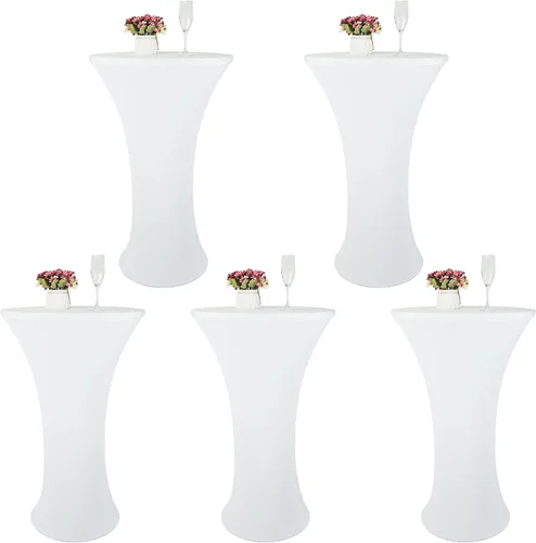 Vista 22 de Mantel de Mesa de Cóctel de Spandex Negro de 24x43 Pulgadas Ajustado Mesa de Bar Redonda Elástico Cubiertas de Mesa de Cóctel Highboy para Banquete
