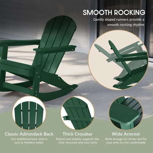 Vista 29 de WestinTrends Silla mecedora Malibu de poliéster para exterior/patio Adirondack, Negra