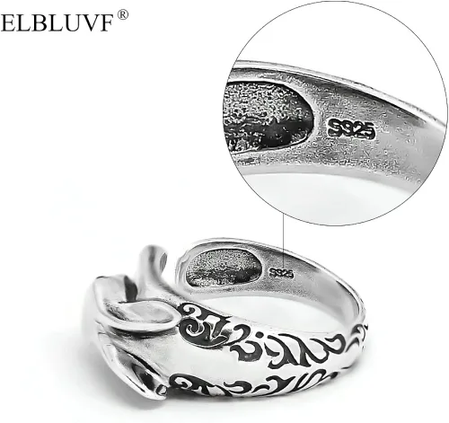 Vista 8 de ELBLUVF 925 Sterling Silver Bunny Rabbit Animal Adjustable Ring Jewelry for Women