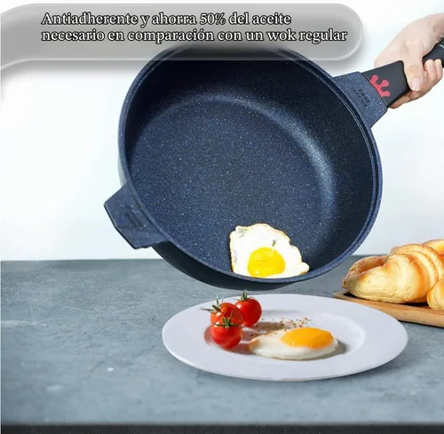 Vista 5 de TIBORANG Sartén antiadherente de 11 pulgadas con tapa, utensilios de cocina Negro