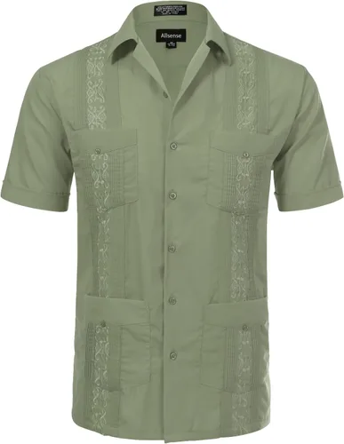 Vista 26 de Allsense - Camisa guayabera cubana de manga corta con botones para hombre