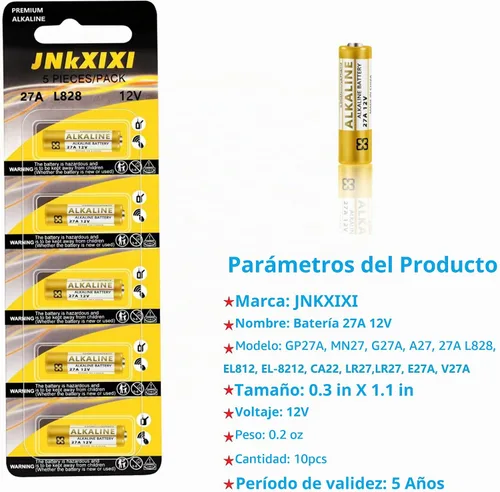 Vista 3 de Paquete de 30 baterías alcalinas 27A A27S MN27 L828 A27 12V (30)