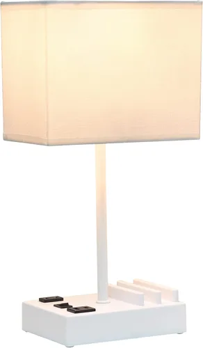 Vista 2 de Simple Designs LT1110-WOW - Lámpara de escritorio rectangular moderna de 15.3 pulgadas de alto con 2 puertos USB y salida de carga con pantalla