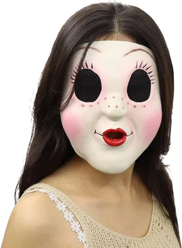 Vista 4 de Máscara de extraños de The Strangers Presy at Night Doll Mask Cosplay para Halloween accesorio de disfraz