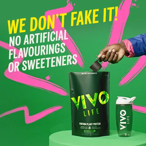 Vista 4 de Vivo life Perform Plant Protein en polvo, 0.88 oz de proteína con 0.21 oz