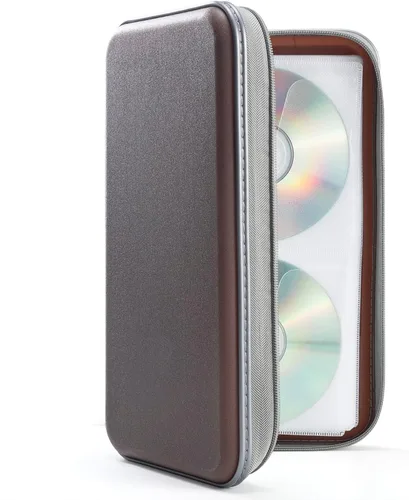 Vista 12 de UENTIP Funda para CD, capacidad para 96 CD, de plástico duro, cartera protectora para CD/DVD, para coche, hogar, viajes (96, negro) CD DVD