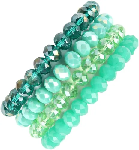 Vista 8 de Caiyao Pulsera Bohemia de Cuentas Multicapa Apilable, Versátil Elástica de Hilo Declaración Envolvente Brazalete Tipo Puño Deslizable con Cuentas