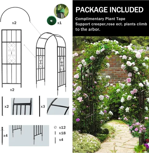 Vista 7 de Cenadores, Curvo De Metal Endurables Hierro Enrejado Plantas De Soporte De Uso Para Al Aire Libre Jardín Cenador Plantas Escaladas Boda Arcos