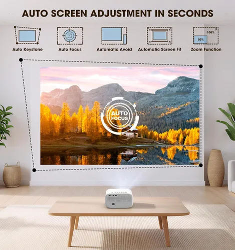 Vista 4 de VIZONY - Proyector FHD 1080P compatible con 4K, 800 ANSI, WiFi 5G Bluetooth, para exteriores con motor completamente sellado/enfoque