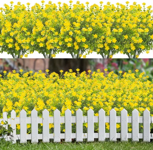 Vista 15 de Grunyia 20 paquetes de flores artificiales resistentes a los rayos UV, flores falsas que no se decoloran, plantas sintéticas para jardín, porche