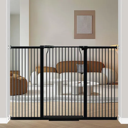 Vista 24 de 40.5" Puerta de bebé extra alta, puerta para mascotas de 29.6"-32.5" extra ancha Montada a presión, Barrera interior a prueba de cachorros, Puerta
