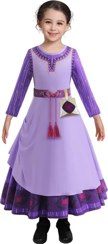 Vista 2 de Disfraz morado para niñas, vestido de fiesta de cosplay de Halloween con accesorios