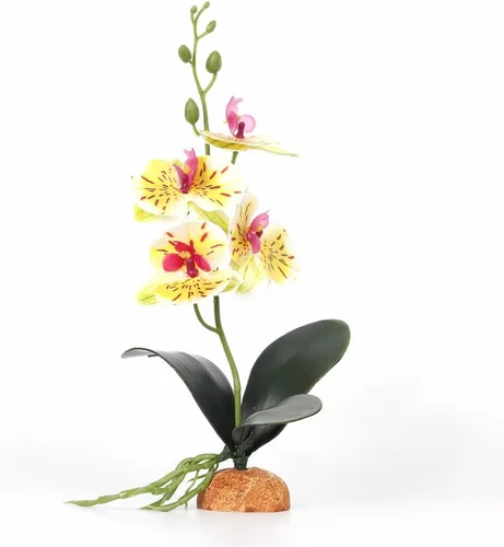 Vista 10 de Orquídeas falsas radiantes, decoración de tanque floral de terrario de reptiles estéticos