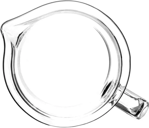 Vista 4 de QWORK Vaso con asa, taza medidora de 3.4 fl oz, vidrio de borosilicato, taza con boquilla de vertido, paquete de 2