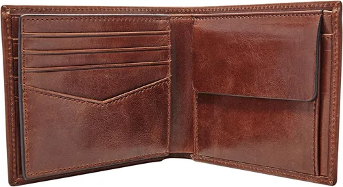 Vista 3 de Fossil Mens Ryan Leather RFID-Blocking Bifold Wallet with Coin Pocket