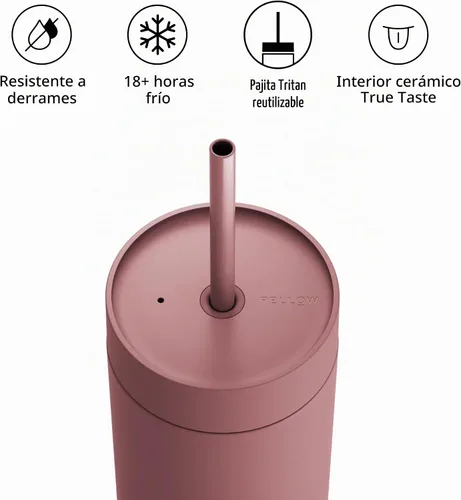 Vista 2 de Fellow Carter - Vaso de cerámica fría con forro de 16 onzas con tapa con Desert Rose