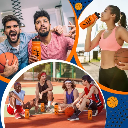 Vista 7 de Nitial Paquete de 12 botellas de agua reutilizables de 20 onzas a granel, botellas de agua reutilizables para apretar, botellas deportivas de Naranja