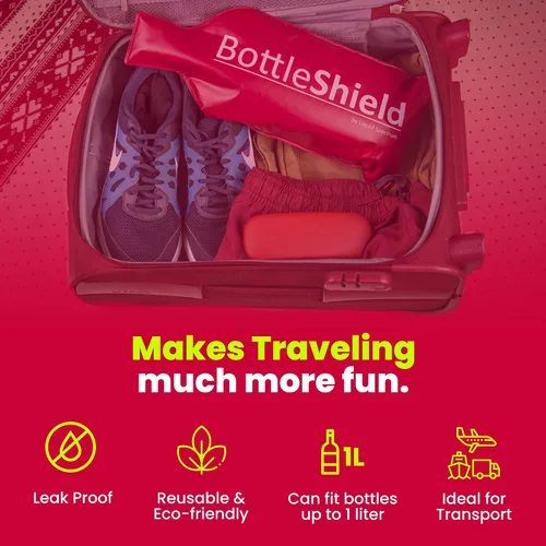 Vista 6 de Bottle Shield - Bolsa de viaje reutilizable con protector de vino (paquete de 3) – Traje de envoltura acolchada de burbujas – Funda de botella
