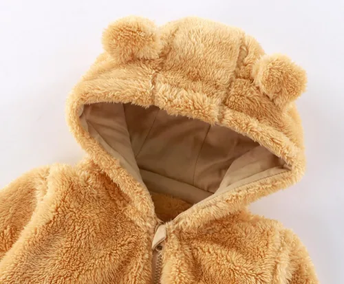 Vista 16 de CAHL&FAUO Traje de nieve para recién nacido, con diseño de oso de dibujos animados, mameluco de forro polar con capucha