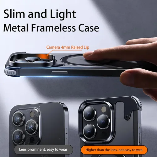 Vista 7 de Losin Soporte magnético para iPhone 15 Pro Max de metal sin marco [compatible con MagSafe] [protección contra caídas] Funda delgada a prueba