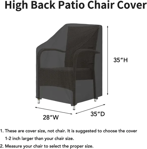 Vista 3 de Easy-Going Funda para Silla de Respaldo Alto para Exteriores Resistente a Rayos UV Funda para Silla de Patio Impermeable Funda para Muebles