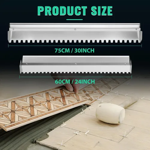 Vista 5 de Tile Tools - Paleta cuadrada de muesca de 29.5 in/30 pulgadas, suelo de baldosas grandes Reinforced Steel Blade, Deep Notch Design, Comfortable
