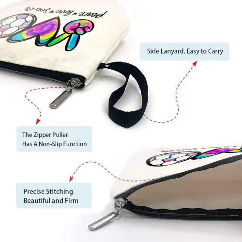 Vista 5 de ZHANTUONE La bolsa de cosméticos Peace Love Yundong no solo es novedosa y única en diseño, sino que también es segura y práctica con una cremallera