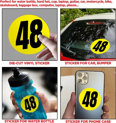 Vista 3 de Calcomanía Circular Personalizada de Carreras, Calcomanía de Número de Carreras Circular Personalizada Vintage Impermeable de Vinilo Troquelada