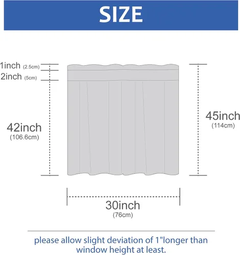 Vista 3 de Home Queen Cortinas de Gofre de Nivel Repelentes al Agua para Ventana de Baño, Cortinas de Media Ventana para Cocina, 30 A x 45 L Pulgadas Cada Una