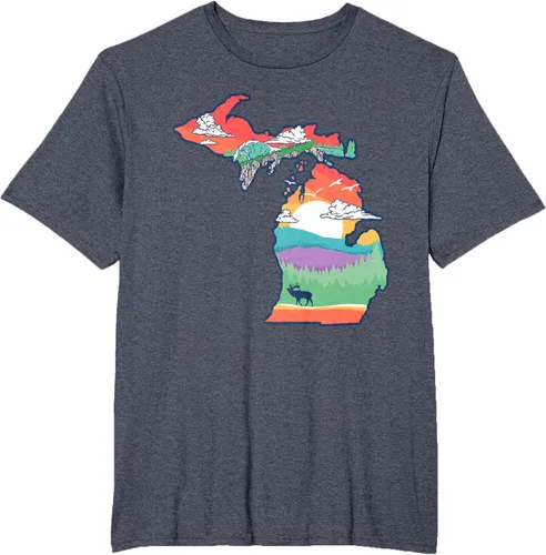 Vista 63 de Michigan Outside - Camiseta con ilustración artística