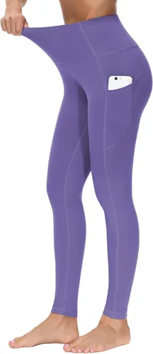 Vista 6 de The Gym People - Pantalones deportivos gruesos de tiro alto, con bolsillos y control de abdomen, leggings para entrenar, correr, hacer yoga
